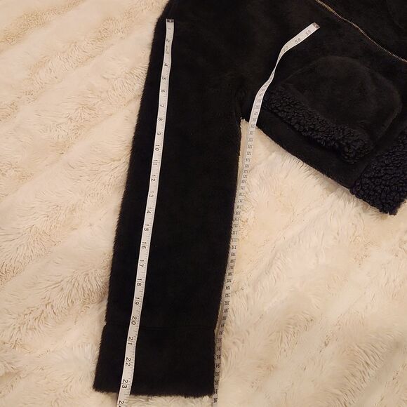 J.Crew Sherpa Trimmed Cropped Bomber Faux Shearling Jacket Black size S - Picture 10 of 13